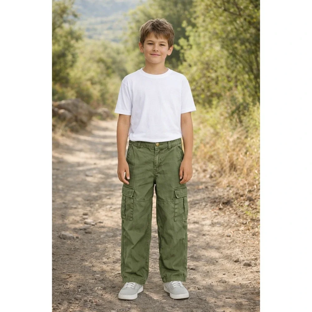 OLD NAVY Olive Green Cargo Pants‎ Boys Size 12 Baggy Utility Style
